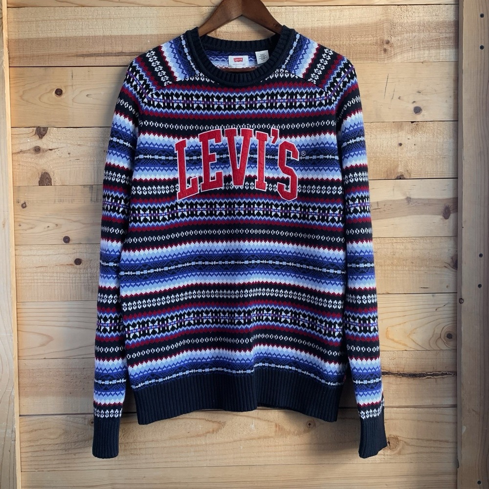 Levi's Holiday Crew Neck Sweater Men's‎ Size L EUC Relaxed Fit Comfort Christmas